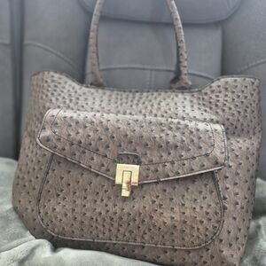 London Fog Vintage Ostrich-Embossed Rare Bag